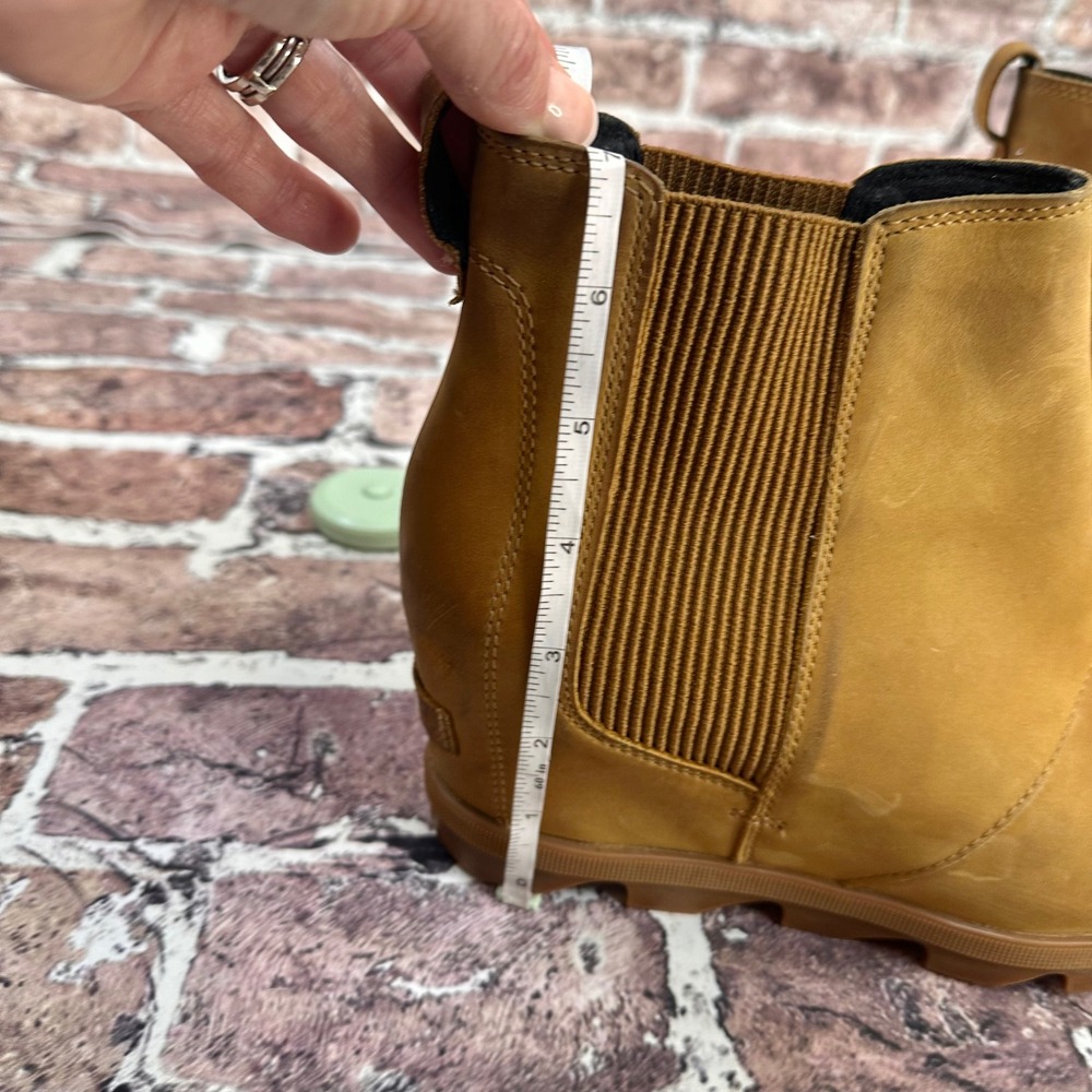 Sorel Women's Wedge Ankle Boots‎ Tan Leather Elastic Side Size 10.5 - Picture 14 of 16